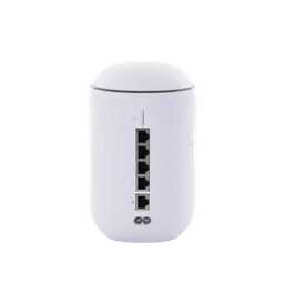UniFi Dream Router con WiFi 6, 4 puertos LAN Gigabit de los cuales 2 son POE 802.3af. Aplicaciones UniFi Network, Protect y Access pre-instaladas. Pantalla LCD