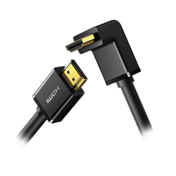 Cable HDMI 2.0 en Ángulo de 90° / 3 Metros (9.84 Pies) / 4K@60Hz / HDR / 3D / HEC (Canal Ethernet HDMI) / ARC (Canal de Retorno de Audio) / CEC / 32 Canales de Audio / HDCP 2.2 / Dolby Atmos / 18 Gbps / Blindaje Múltiple