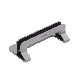 Soporte Vertical para Laptop / Adecuado para escritorio / Anchura Ajustable (12-26mm) / Amplia compatibilidad / Anti-Arañazos / Anti-Deslizante /Ajustable Mediante Tornillos / Color Plata / Aluminio + Silicona