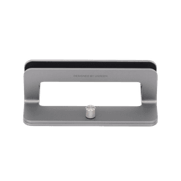 Soporte Vertical para Laptop / Adecuado para escritorio / Anchura Ajustable (12-26mm) / Amplia compatibilidad / Anti-Arañazos / Anti-Deslizante /Ajustable Mediante Tornillos / Color Plata / Aluminio + Silicona