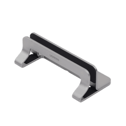 Soporte Vertical para Laptop / Adecuado para escritorio / Anchura Ajustable (12-26mm) / Amplia compatibilidad / Anti-Arañazos / Anti-Deslizante /Ajustable Mediante Tornillos / Color Plata / Aluminio + Silicona