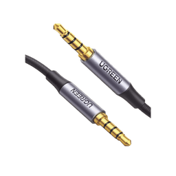 Cable Auxiliar de 3.5mm / Cable Audio Estéreo / Núcleo de Alambre de Cobre Esmaltado / Carcasa de Aluminio Azul + Nylon Trenzado /  Soporta Micrófono / 2 Metros