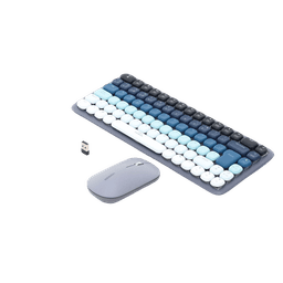 Paquete de Teclado y Mouse | 85 teclas en Español | Bluetooth y 2.4GHz |  Mouse Ambidiestro  | Sensor de DPI ajustable | Efectos de Iluminación del Teclado | Amplia compatibilidad | Color Azul.