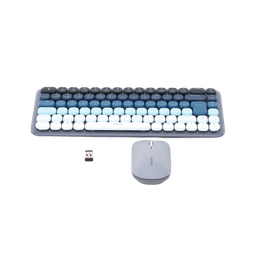 Paquete de Teclado y Mouse | 85 teclas en Español | Bluetooth y 2.4GHz |  Mouse Ambidiestro  | Sensor de DPI ajustable | Efectos de Iluminación del Teclado | Amplia compatibilidad | Color Azul.