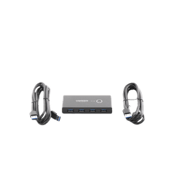 Conmutador USB para Compartir 4 Puertos USB 3.0 a 2 PC Ìs | Cambio Mediante Botón | Incluye Dos Cables USB de 1.5 m | ABS | Permite que 2 Usuarios Compartan 4 Dispositivos Periféricos USB3.0, como una impresora, un escáner, etc.