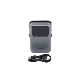 Power Bank Serie UNO Inalambrico | 10000mAh | 7.5W/20W  |  Con Emojis de Estado | Carga Rápida USB-C Bidireccional  | Pantalla TFT  Inteligente | Con Holder | Color Grey.