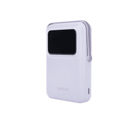 Power Bank Serie UNO Inalambrico | 10000mAh | 7.5W/20W  |  Con Emojis de Estado | Carga Rápida USB-C Bidireccional  | Pantalla TFT  Inteligente | Con Holder | Color Purple.