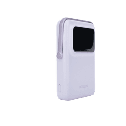 Power Bank Serie UNO Inalambrico | 10000mAh | 7.5W/20W  |  Con Emojis de Estado | Carga Rápida USB-C Bidireccional  | Pantalla TFT  Inteligente | Con Holder | Color Purple.