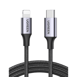 Cable USB-C a Lightning | 2 Metros (6.56 Pies) | Certificado MFi | Carga Rápida 60W | 480 Mbps | Conector C94 | Adecuado para iPhone, iPad y iPod | Protección Integrada | Caja de Aluminio | Nylon Trenzado | Color Negro
