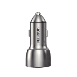 Cargador de Auto 52.5W | Puerto USB-A y USB-C | Carga Rápida | Compatible con Vehículos de 12 y 24 VCD | PD3.0 + QC3.0 | Chip Inteligente | Diseño Compacto Mayor Eficiencia Energética | Caja de Aluminio
