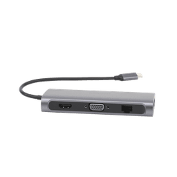 HUB USB-C (Docking Station) 10 en 1 | 3 USB-A 3.0 | USB-C PD Carga 100W | HDMI 4K@30Hz | RJ45 (Gigabit Ethernet) | VGA | Lector Tarjeta SD + Micro SD (TF) Uso Simultaneo | Jack Audio 3.5mm | Carcasa de Aluminio.