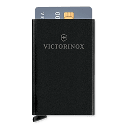 Tarjetero / Almacenamiento Seguro 4-6 Tarjetas / Aluminio Duradero / Protección RFID / Sistema Deslizamiento Patentado / Color Negro.
