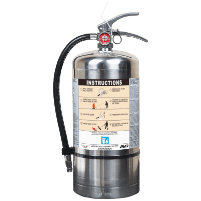 Extintor de Agua con Agente AVD de 6 Litros / Especializado en Baterías de Litio / Clase A / UL EX29073 / Cilindro Acero Inoxidable / Válvula Latón / 72s Descarga / 3-3.6 m Alcance