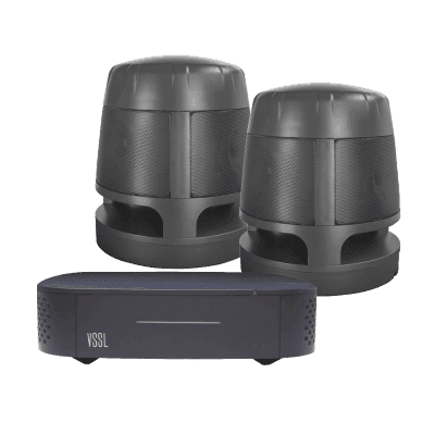 KIT Amplificador VSSL A1X | 2 Bocinas Acoustiscape TruAudio Modelo AS360 |  IP66