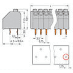 Bloque Terminal PCB 250 Series / Clavija a Presión 1.5 mm² / Espaciado de Patas 3.5 mm / 8 Polos / Push-in CAGE CLAMP / Gris