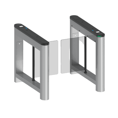 Barrera Abatible para un carril de acceso peatonal con cubiertas intercambiables