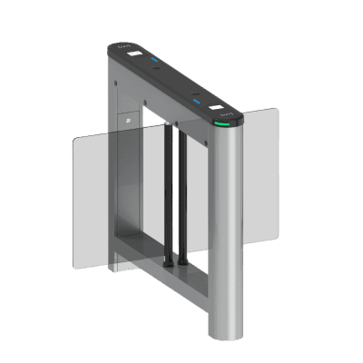 Barrera Abatible para un carril de acceso peatonal con cubiertas intercambiables